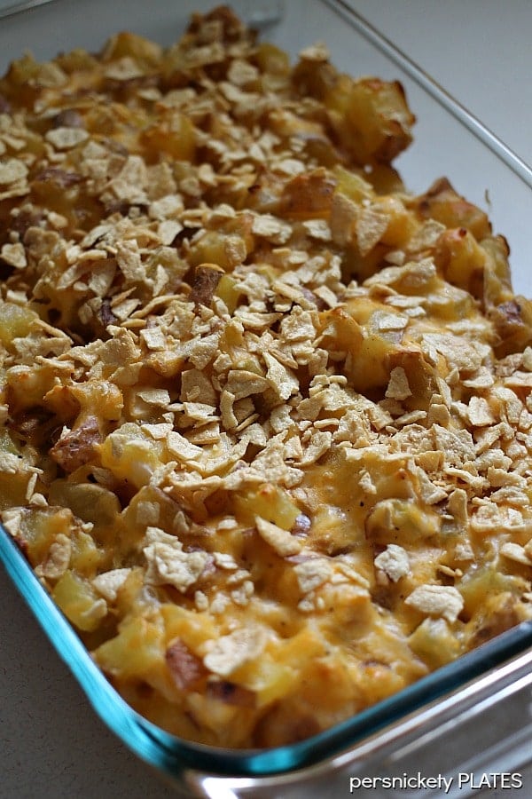 Healthier Cheesy Potato Casserole | Persnickety Plates