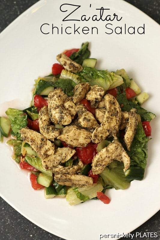 Chicken breasts marinated in za'atar, a Middle Eastern spice, and lemon juice, then topped on a lemon and oil salad. Simple, healthy, and full of flavor!