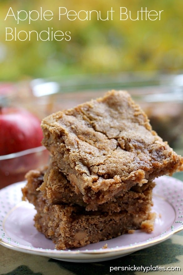 Apple Peanut Butter Blondies | Persnickety Plates