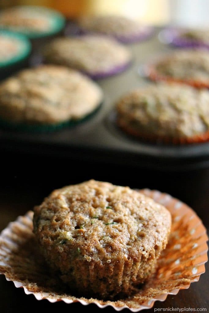 Apple Cinnamon Zucchini Muffins - a muffin with fruit and vegetables so you don't have to feel guilty about eating 3. | Persnickety Plates