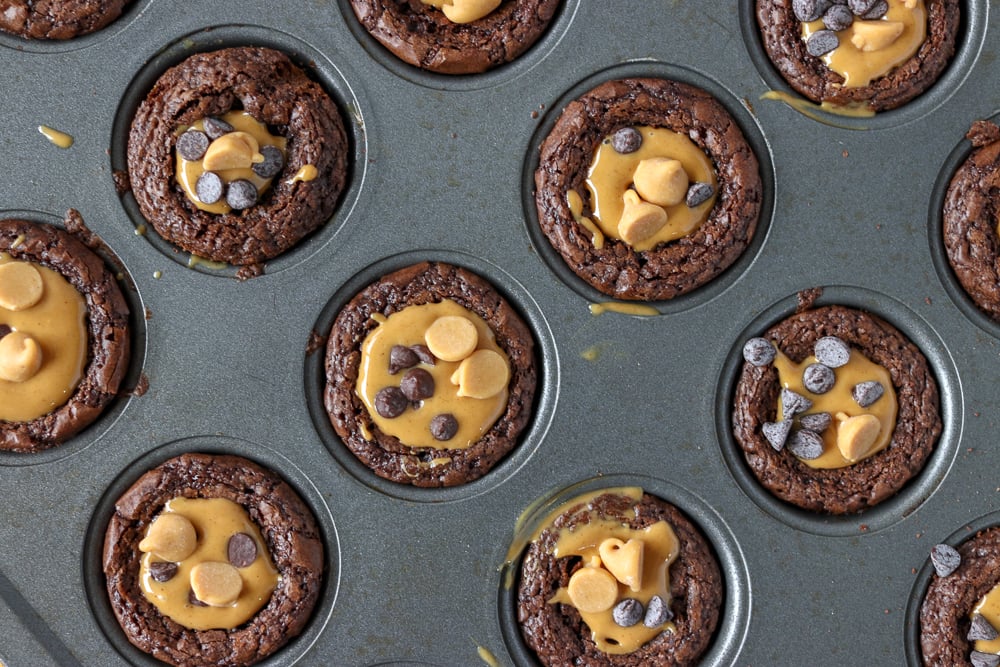 muffin pan filled with brownie bites