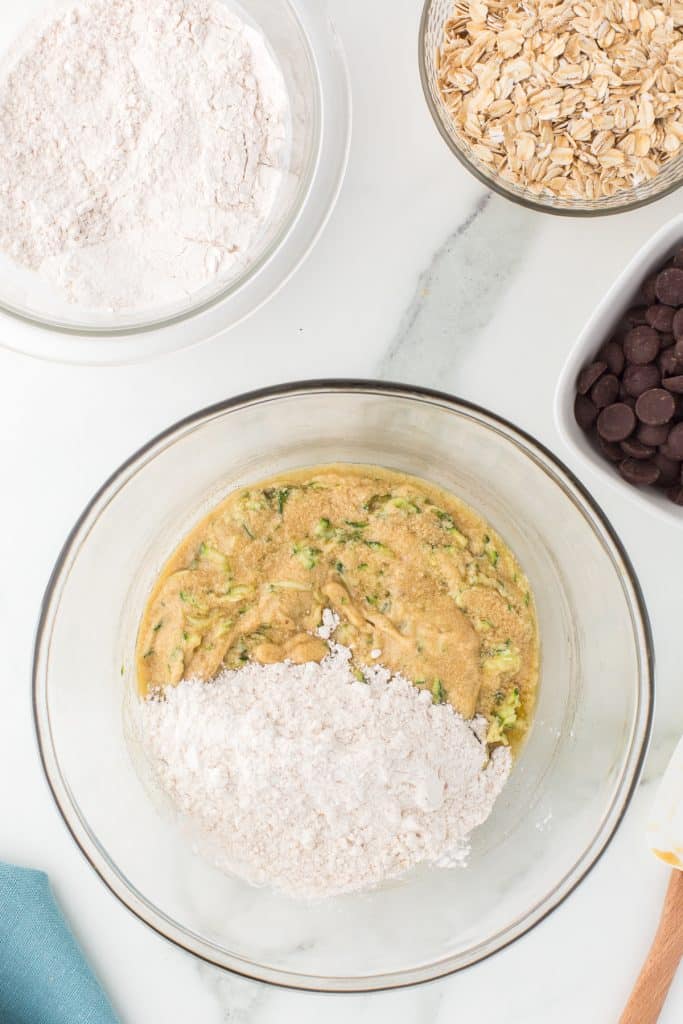 mixing bowl with flour added.