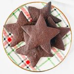 plate of star shaped chocolate shortbread cookies