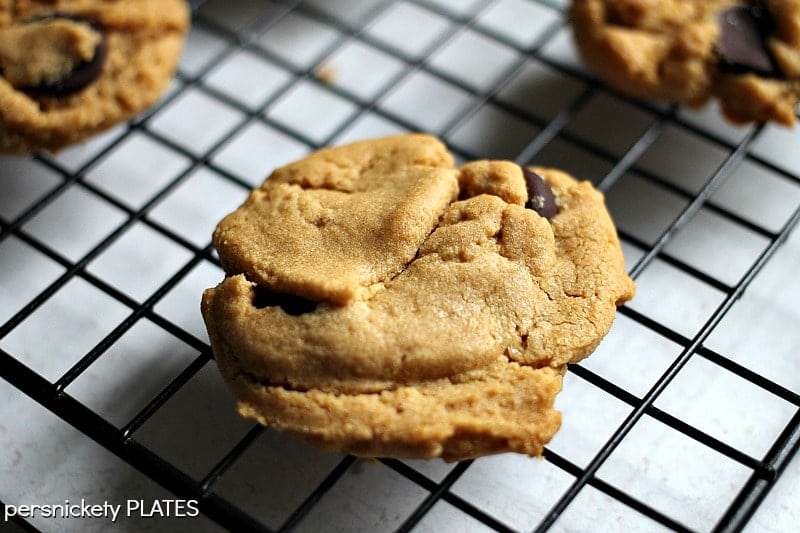 Easiest Ever Peanut Butter Chocolate Chip Cookies - five ingredients, a bowl, a mixer, an oven, and you're in business! | Persnickety Plates