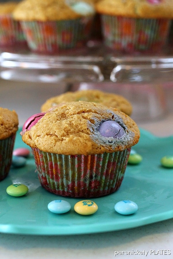 Peanut Butter M&M Muffins | Persnickety Plates
