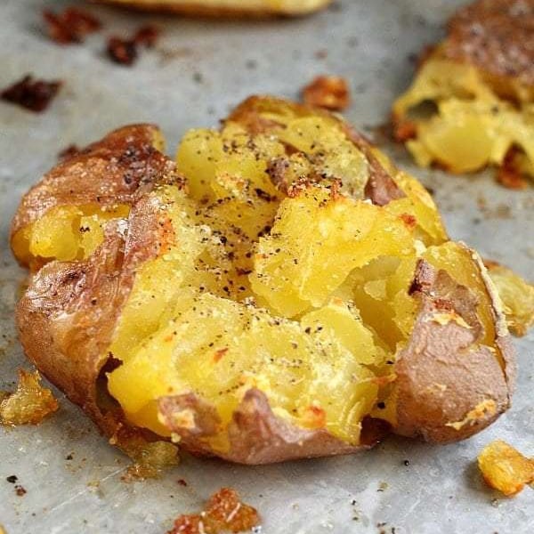 crash hot potato on a baking sheet