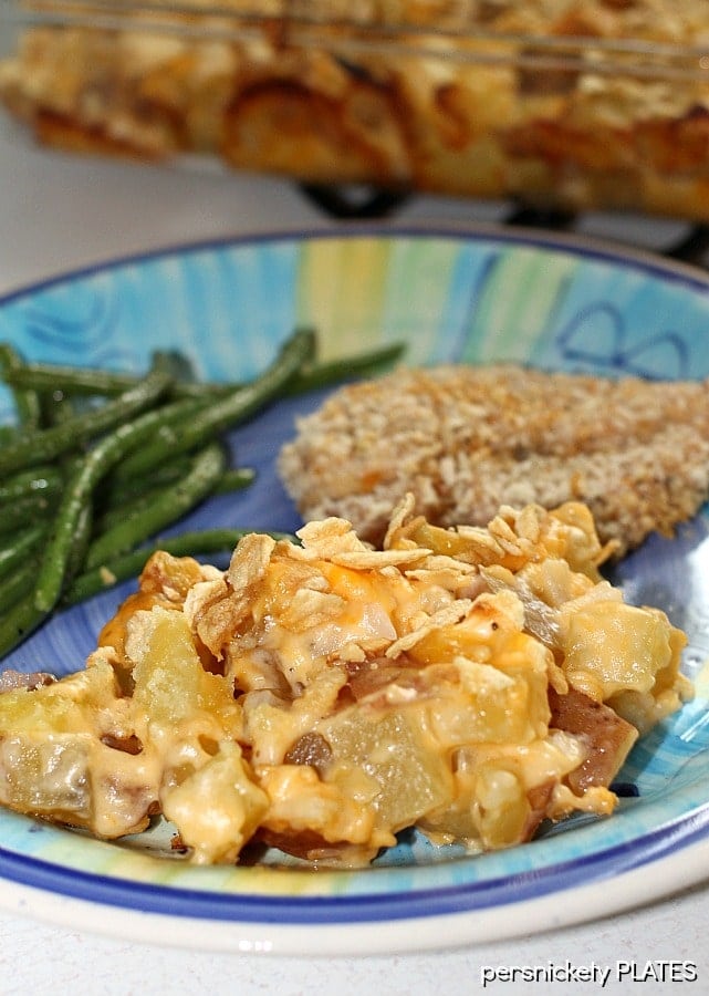 Healthier Cheesy Potato Casserole | Persnickety Plates