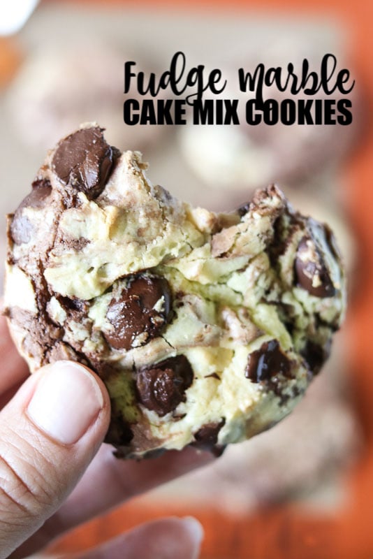 hand holding a fudge marble cookie