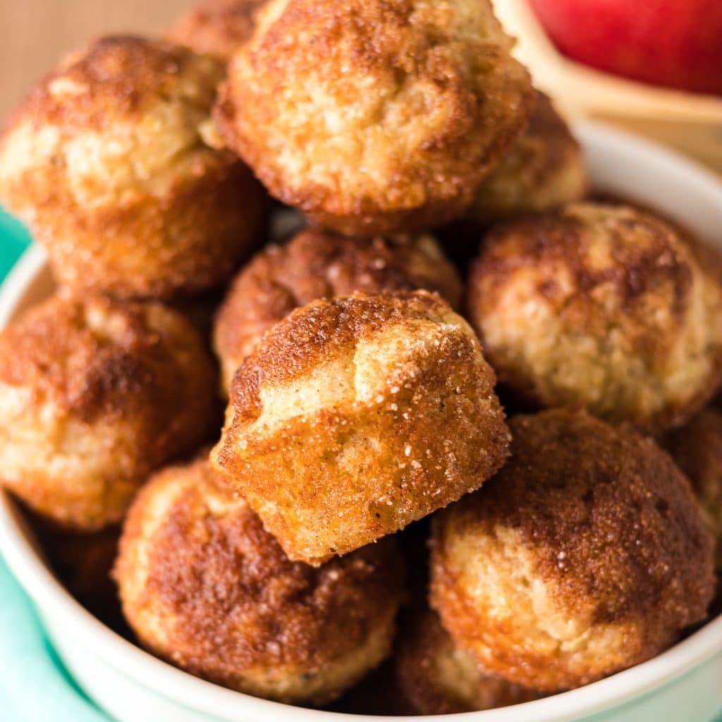 bowl of apple mini muffins.