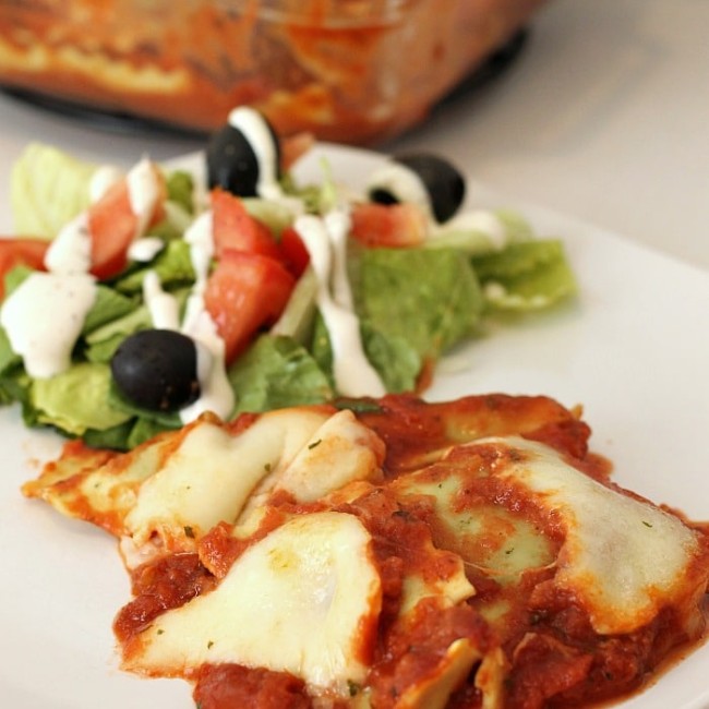 Super simple, semi-homemade, Spinach Ravioli Lasagna | Persnickety Plates