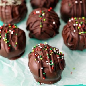 oreo bon bons with christmas colored sprinkles
