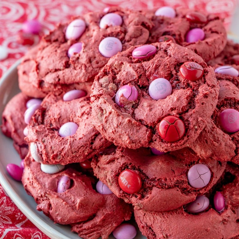 platter of red velvet cookies