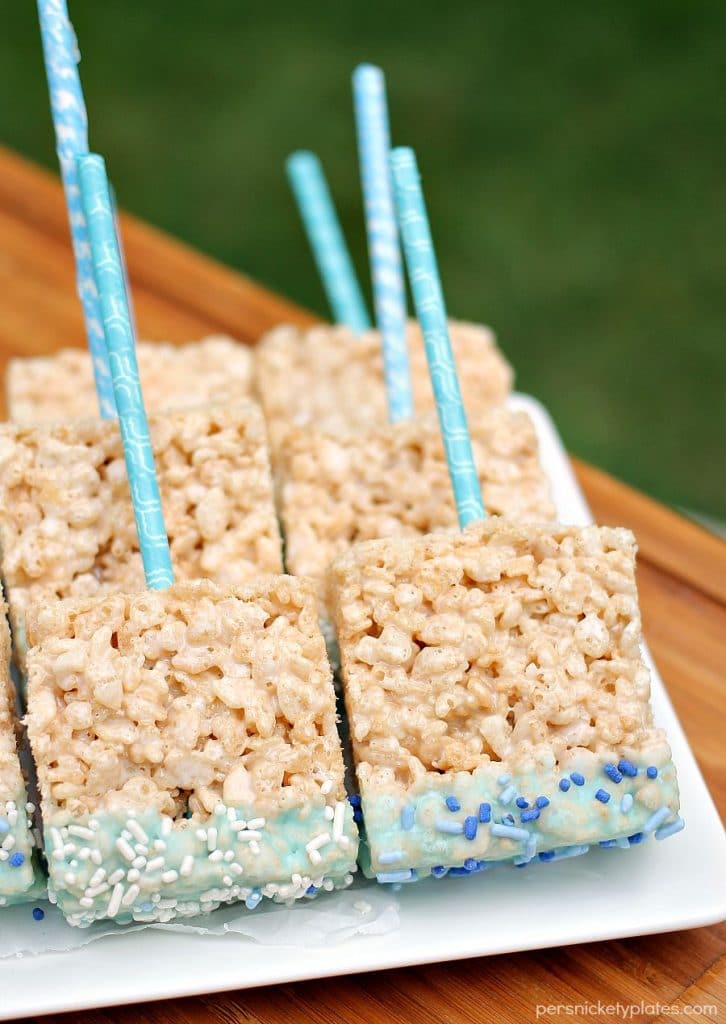 Baby Shower Rice Krispie Treat Pops | Persnickety Plates