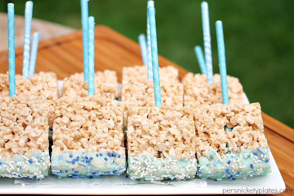 Baby Shower Rice Krispie Treat Pops | Persnickety Plates