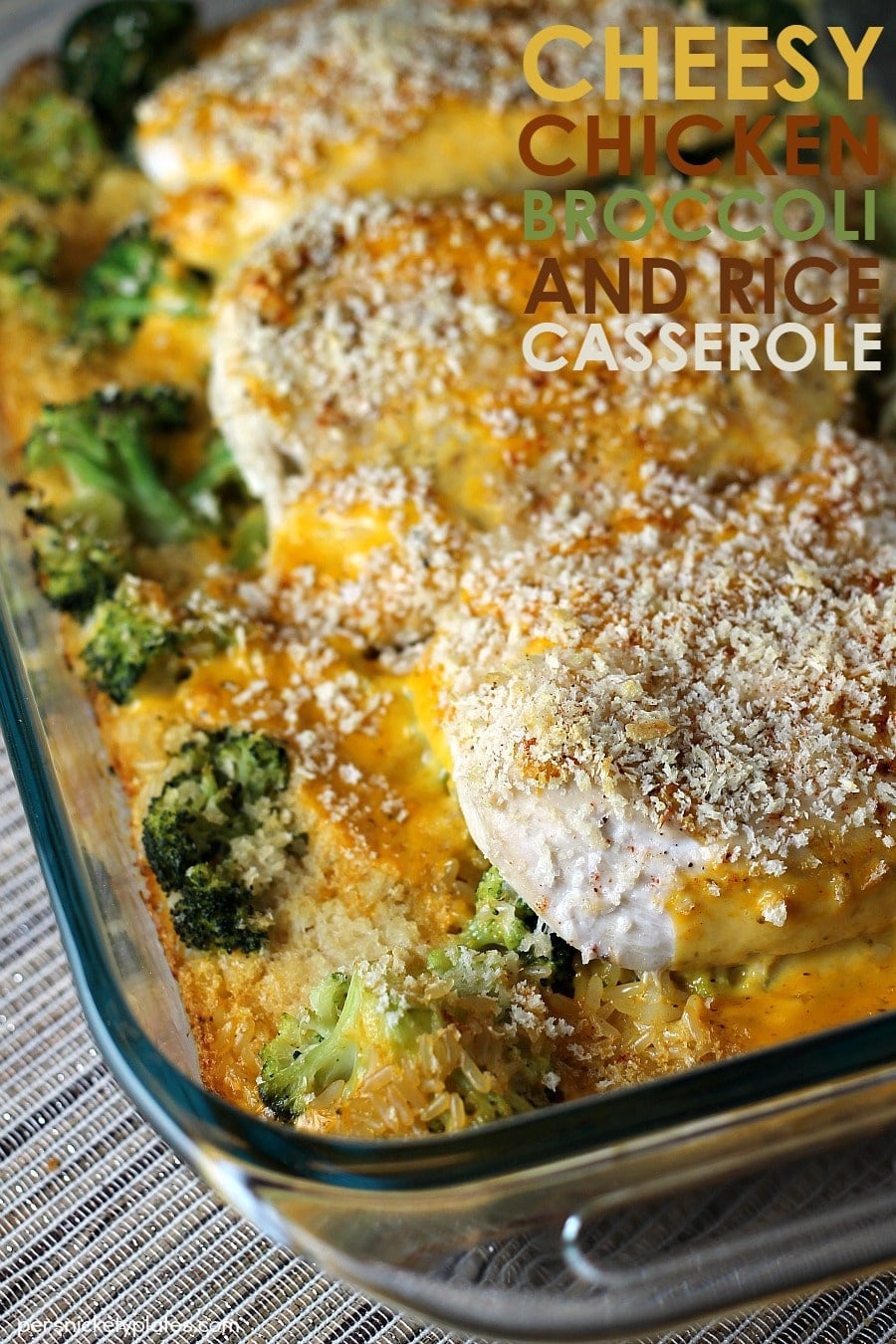 Six ingredients, one casserole dish - Cheesy Chicken Broccoli and Rice Casserole is perfect for busy weeknights! | Persnickety Plates AD 