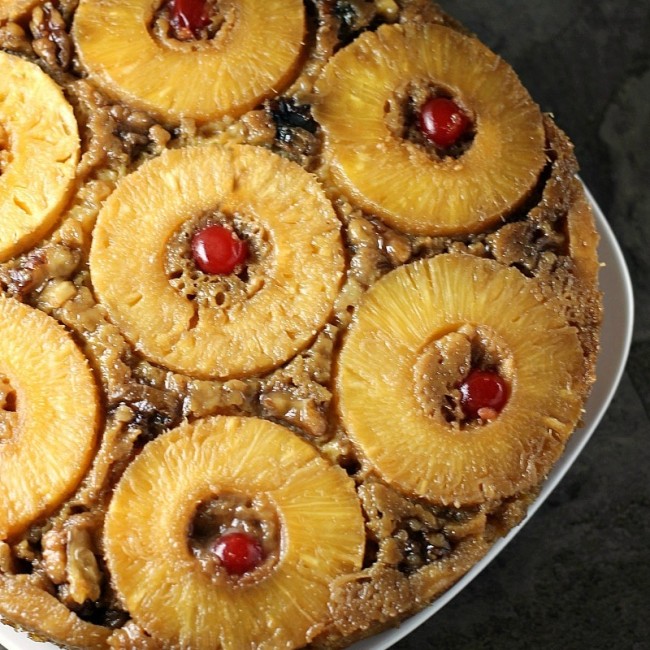 Pineapple Upside Down Cake is a classic dessert that's pretty, delicious, and easy when you use a cake mix! | Persnickety Plates