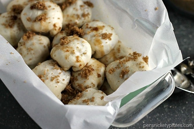 Raw Apple Filled Pull Apart Bread prepped and ready to go into the oven