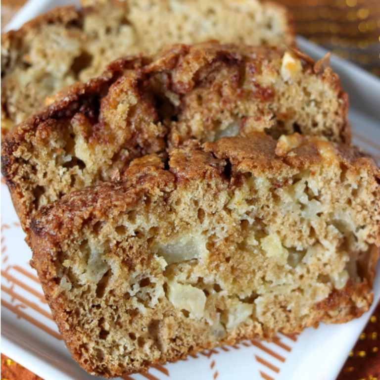closeup of apple cinnamon swirl bread slice