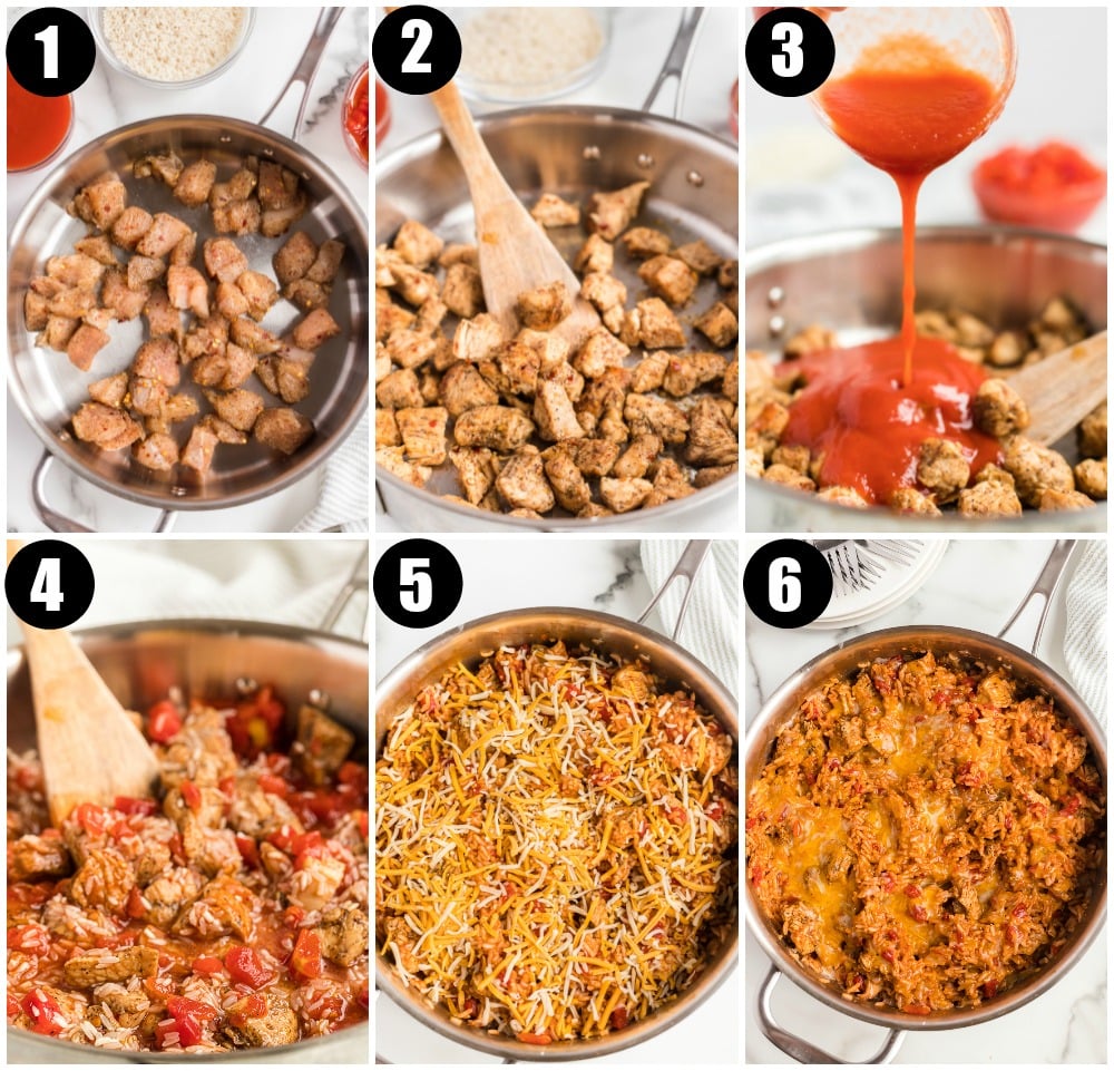 process shots of making skillet chicken