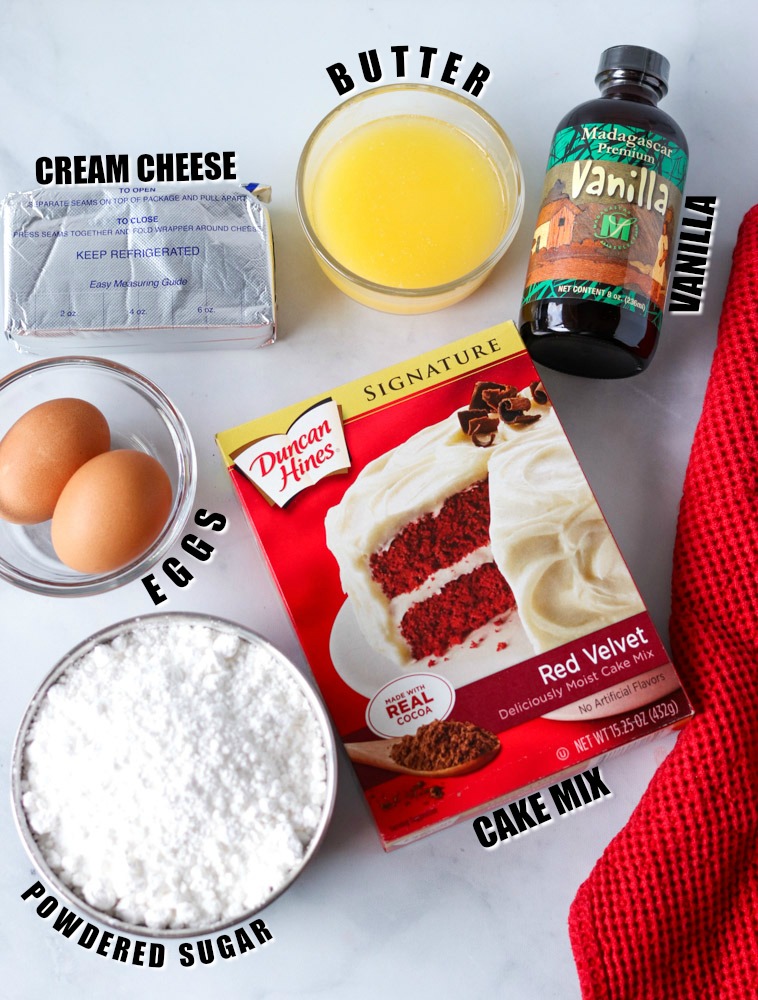 ingredients laid out to make cookie bars