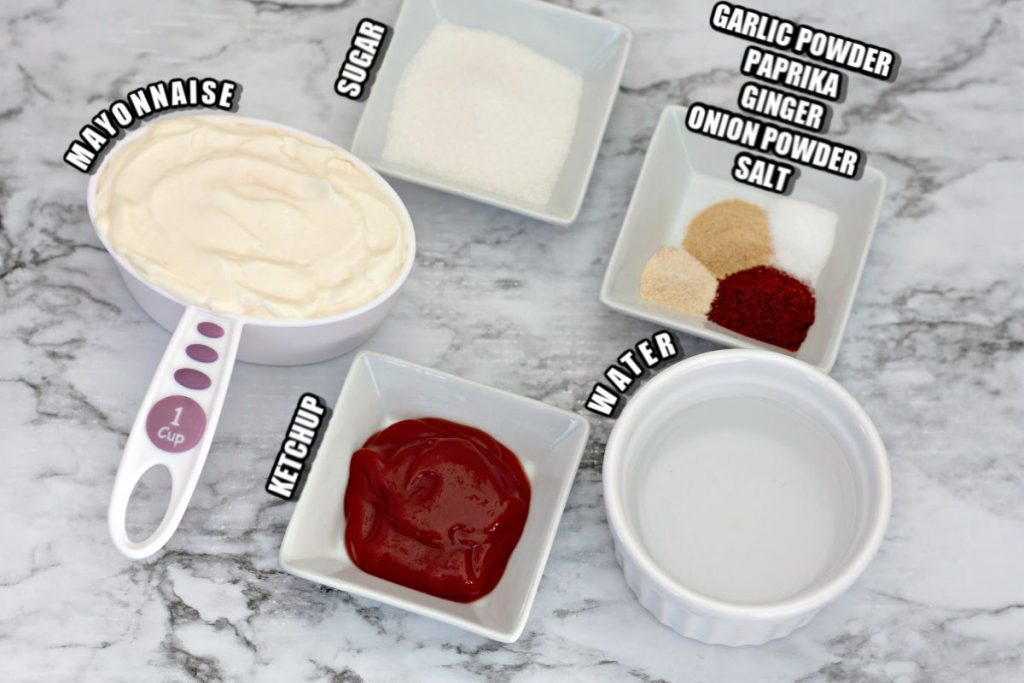 ingredients laid out to make pink sauce