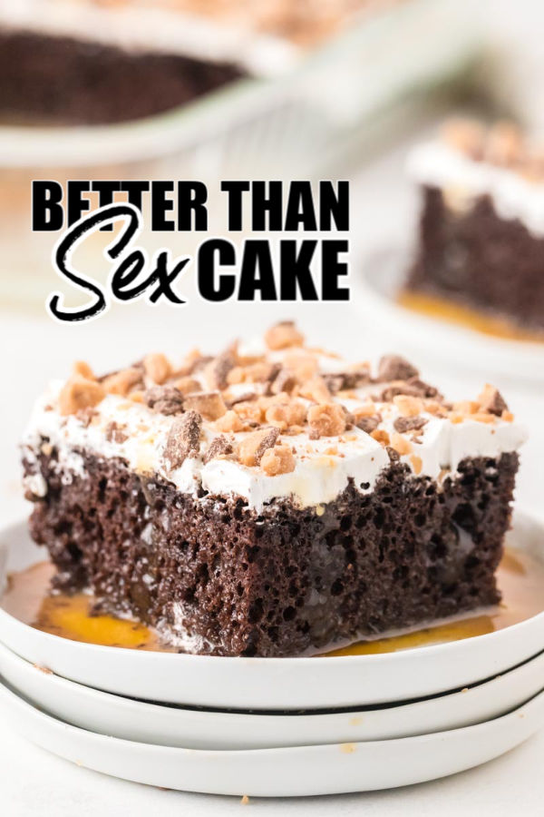 slice of gooey chocolate cake on a white plate