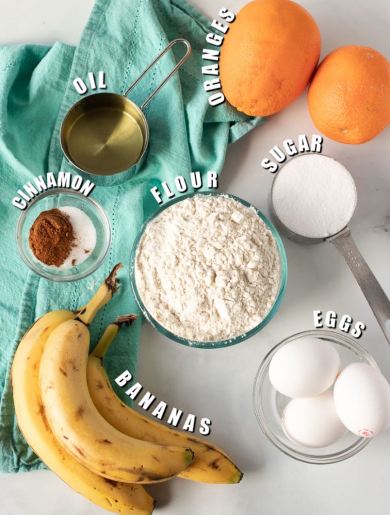 ingredients laid out to make a cake