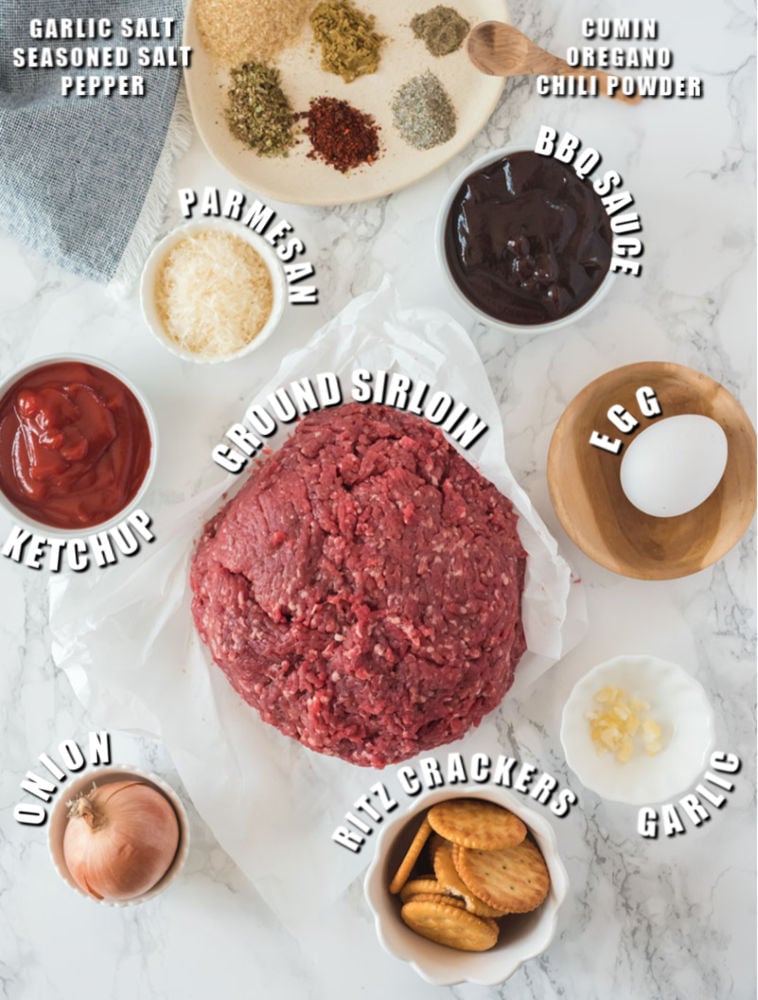 ingredients laid out to make meatloaf muffins