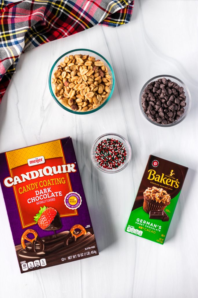 ingredients laid out to make peanut butter clusters