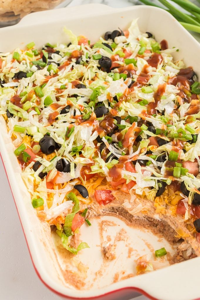 pan of this easy taco dip recipe