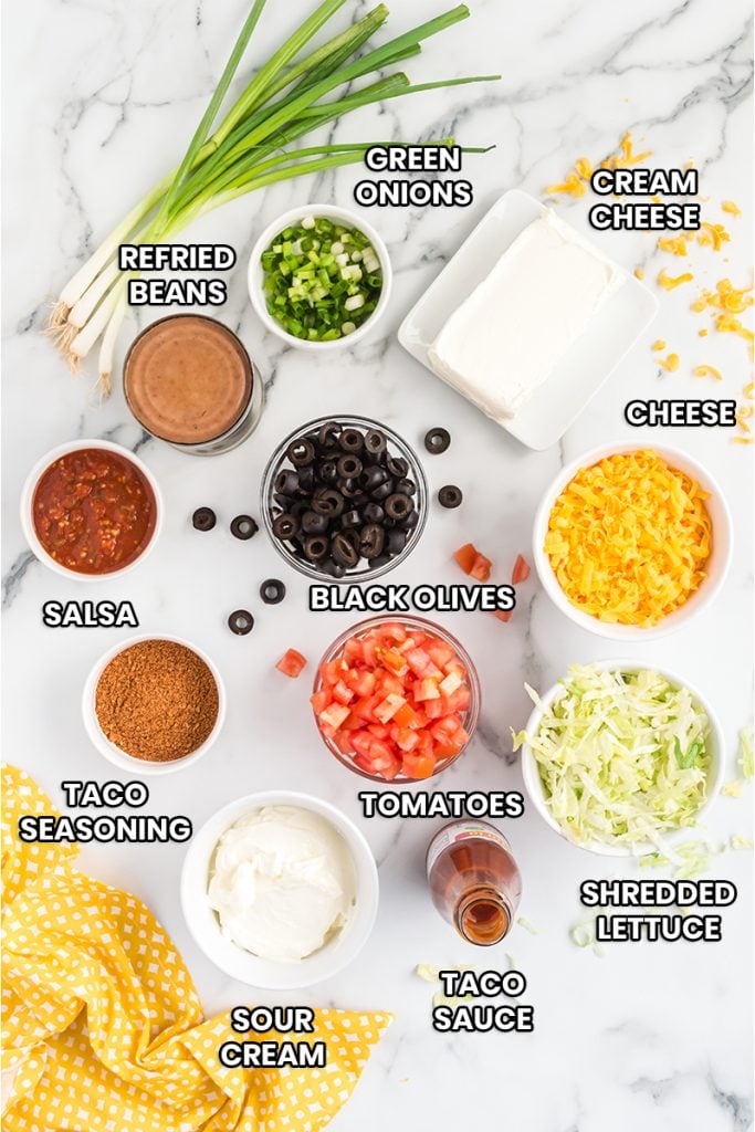 ingredients needed for this easy taco dip recipe