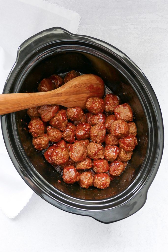 stirring sweet & spicy slow cooker meatballs