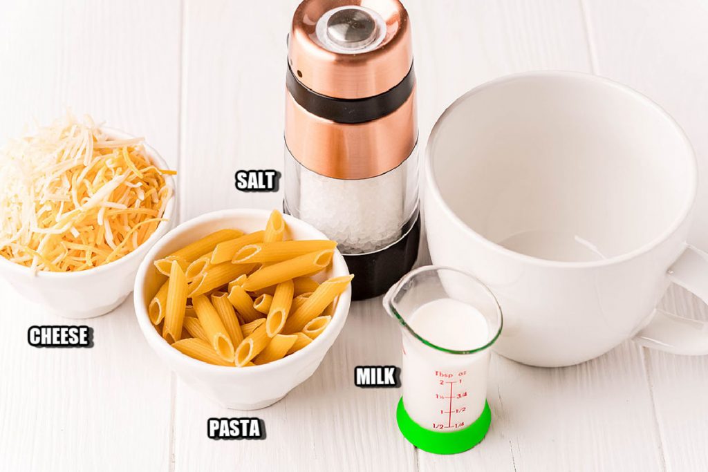 ingredients laid out to make mac n cheese