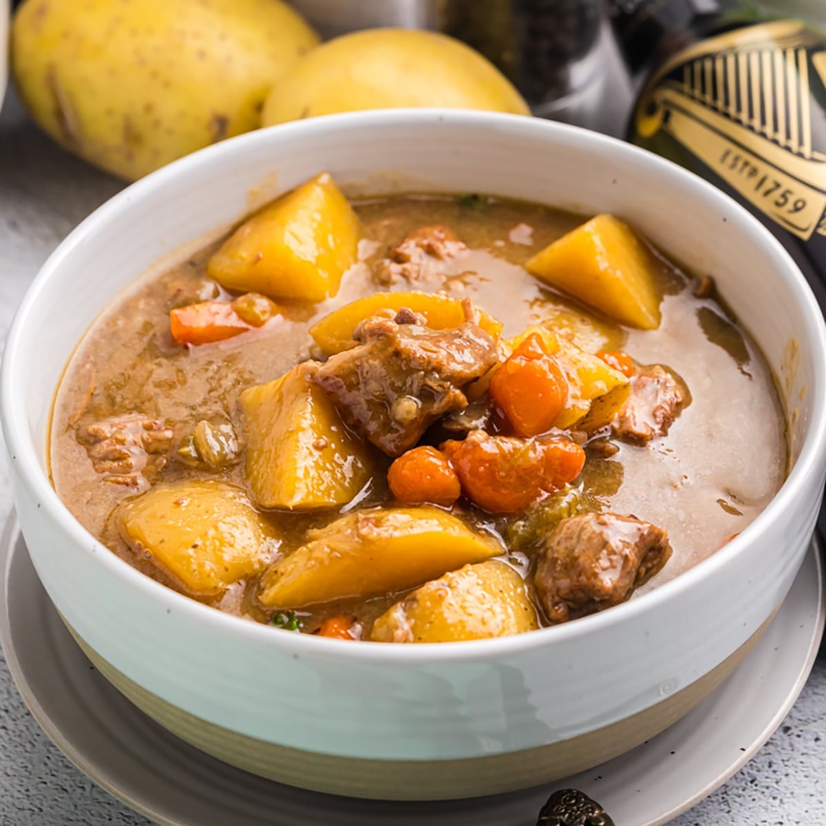 bowl of beef stew.