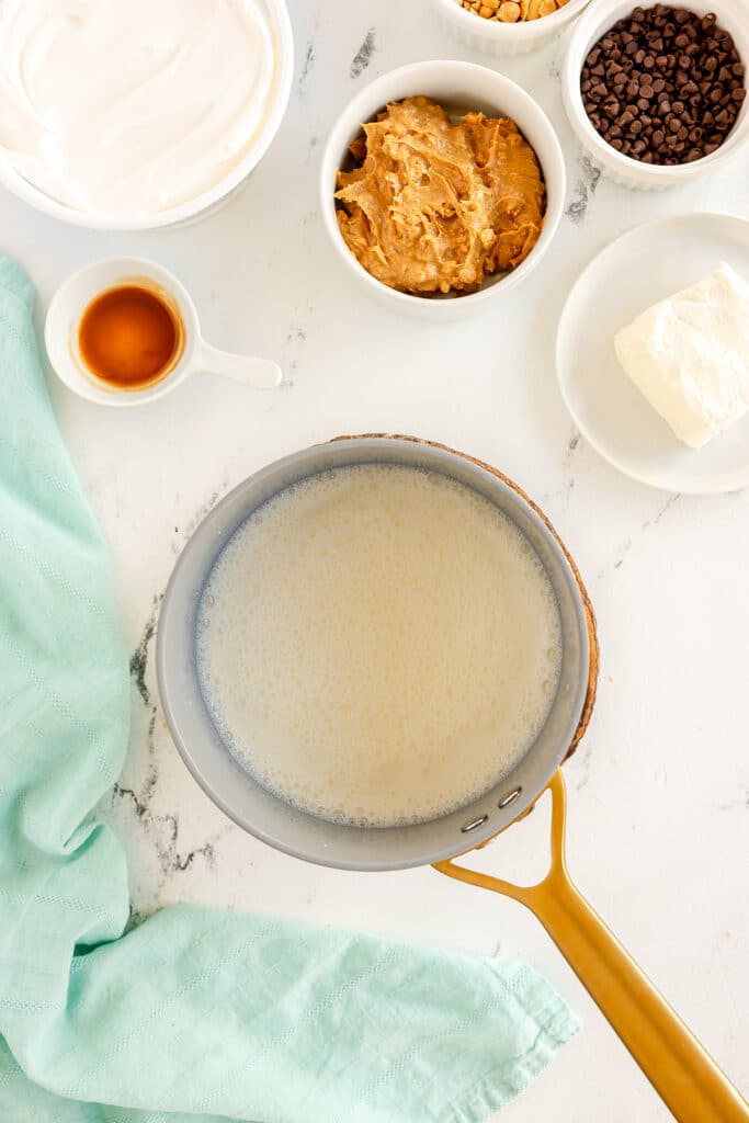 sugar mixture in a saucepan.