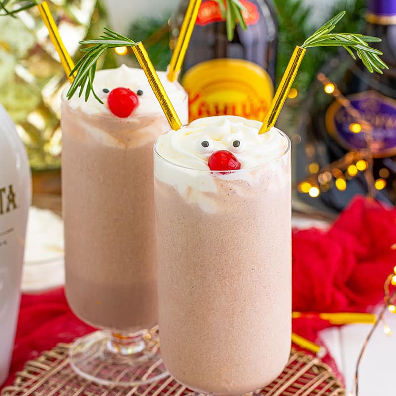 two boozy drunk rudolph milkshakes.