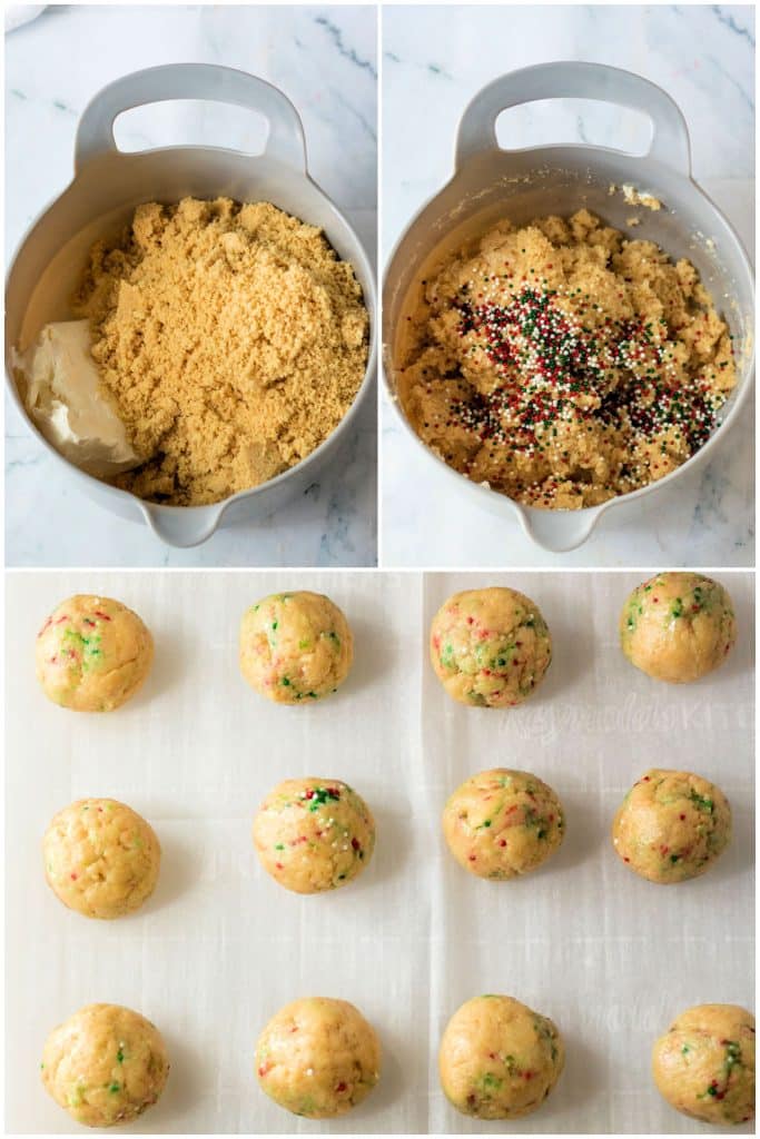 collage of 3 photos showing the process of making oreo balls.