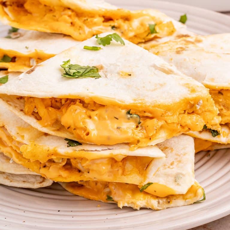 stack of buffalo chicken quesadillas.