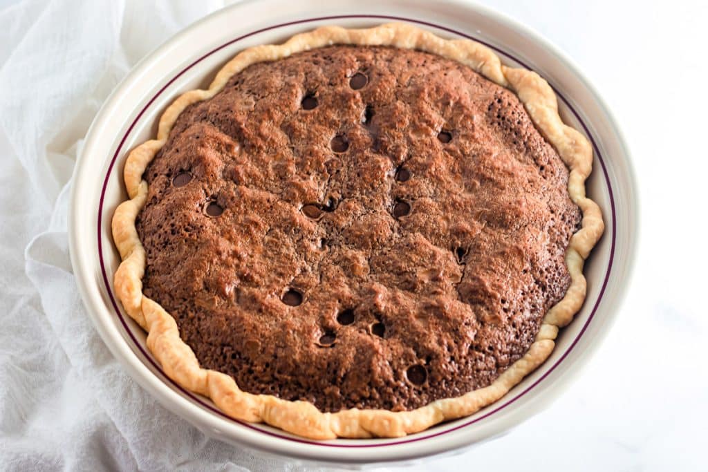 overhead shot of a brownie pie.