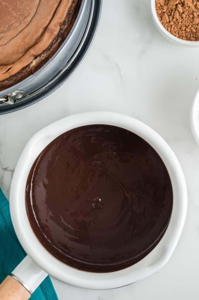 melted chocolate in a pan.