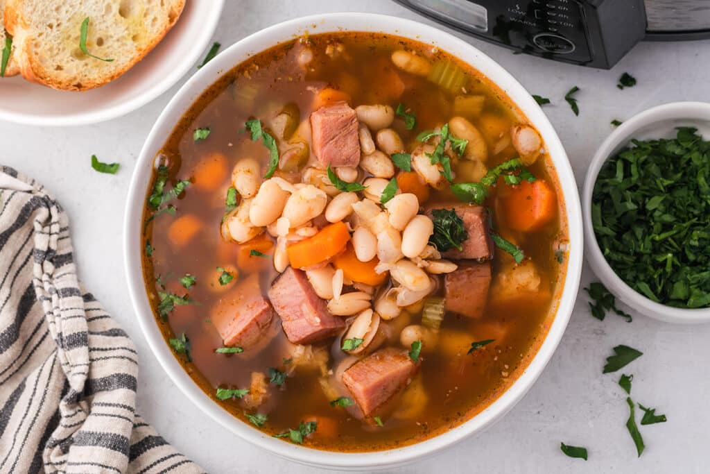 bowl of ham & bean soup.