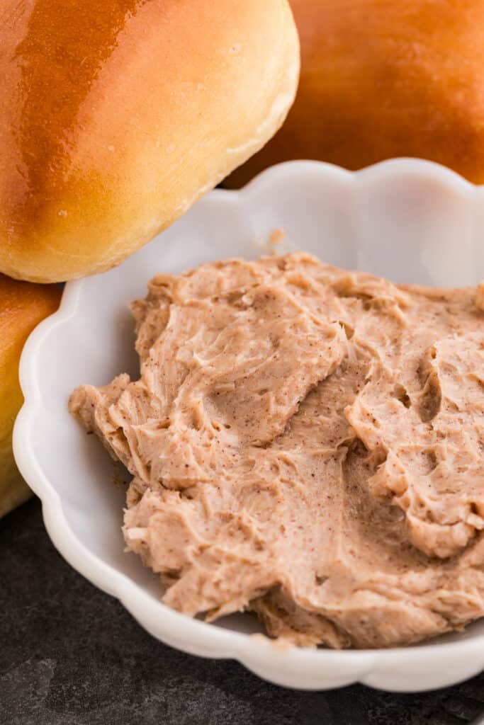 bowl of cinnamon honey compound butter.